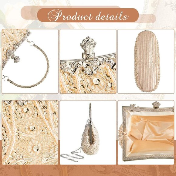 1920s Vintage Beaded Clutch Evening Bag Formal 1920s Accessories for Women Weddi - Picture 4 of 7